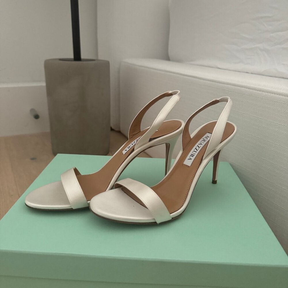 AQUAZZURA So Nude 85 white satin sandals